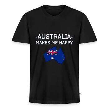 Australien - Männer Premium Bio T-Shirt mit V-Ausschnitt - Schwarz - Vorne - Nico (187cm)