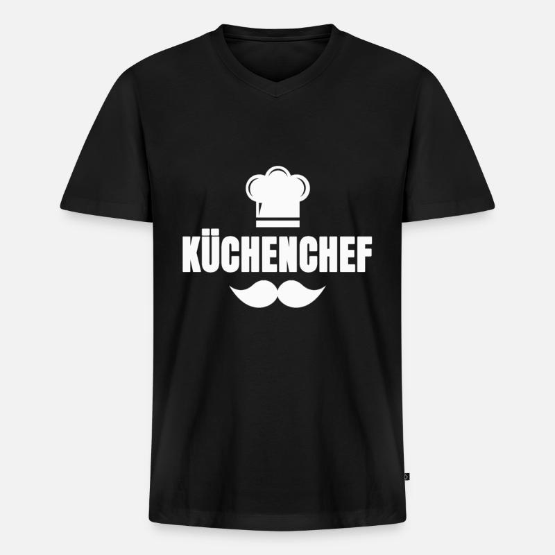 Küchenchef - Männer Premium Bio T-Shirt mit V-Ausschnitt - Schwarz