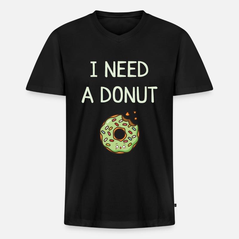 Donut - Männer Premium Bio T-Shirt mit V-Ausschnitt - Schwarz