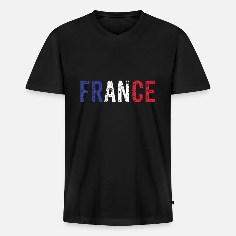 Frankreich - Männer Premium Bio T-Shirt mit V-Ausschnitt - Schwarz