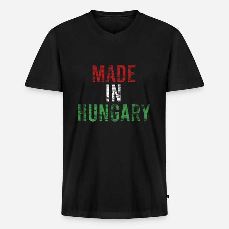Ungarn - Männer Premium Bio T-Shirt mit V-Ausschnitt - Schwarz