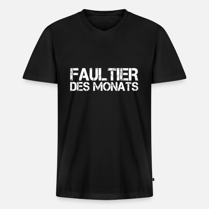 Faultier - Männer Premium Bio T-Shirt mit V-Ausschnitt - Schwarz