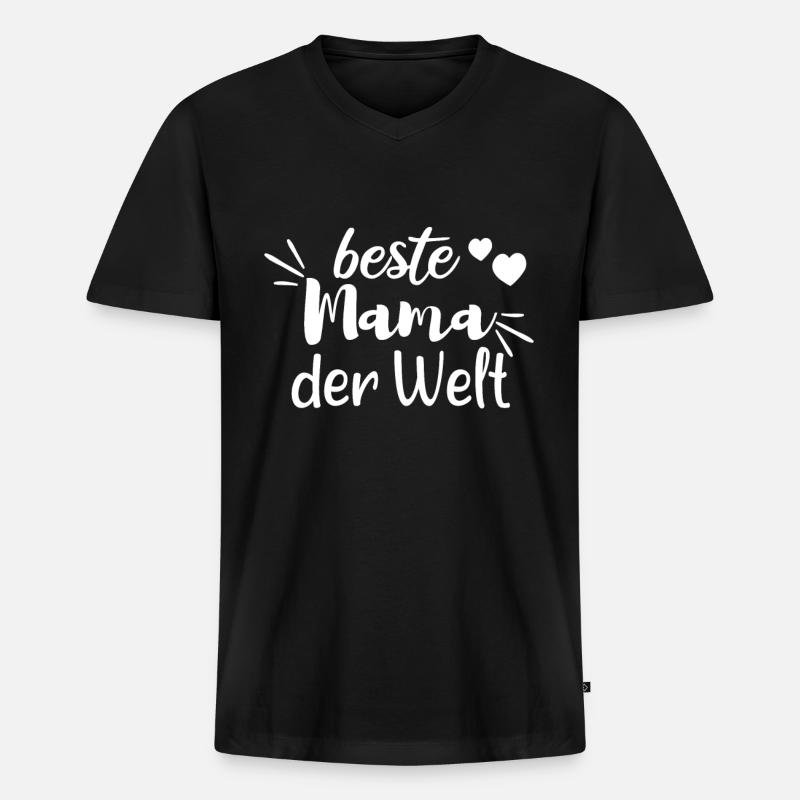 beste Mama - Männer Premium Bio T-Shirt mit V-Ausschnitt - Schwarz