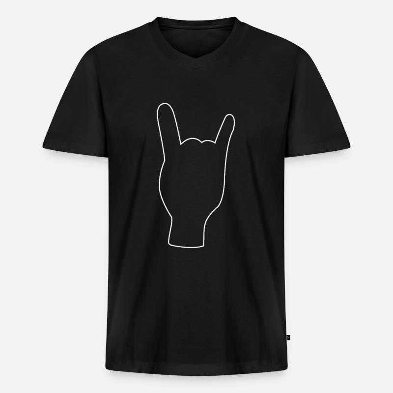 Rock and Roll - Männer Premium Bio T-Shirt mit V-Ausschnitt - Schwarz