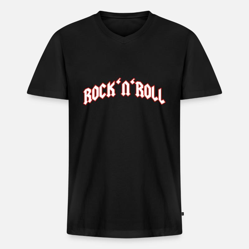 Rock and Roll - Männer Premium Bio T-Shirt mit V-Ausschnitt - Schwarz
