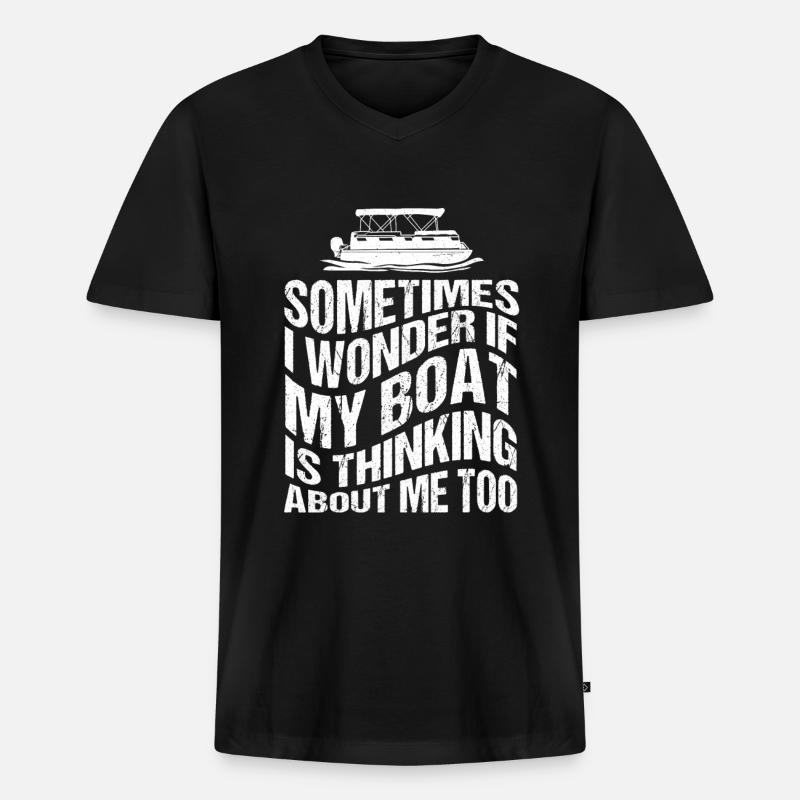 Boot Kapitän Pontoon Boot - Männer Premium Bio T-Shirt mit V-Ausschnitt - Schwarz