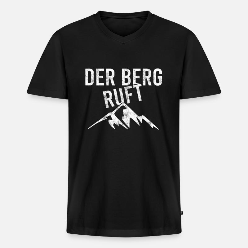 Der Berg ruft - Männer Premium Bio T-Shirt mit V-Ausschnitt - Schwarz