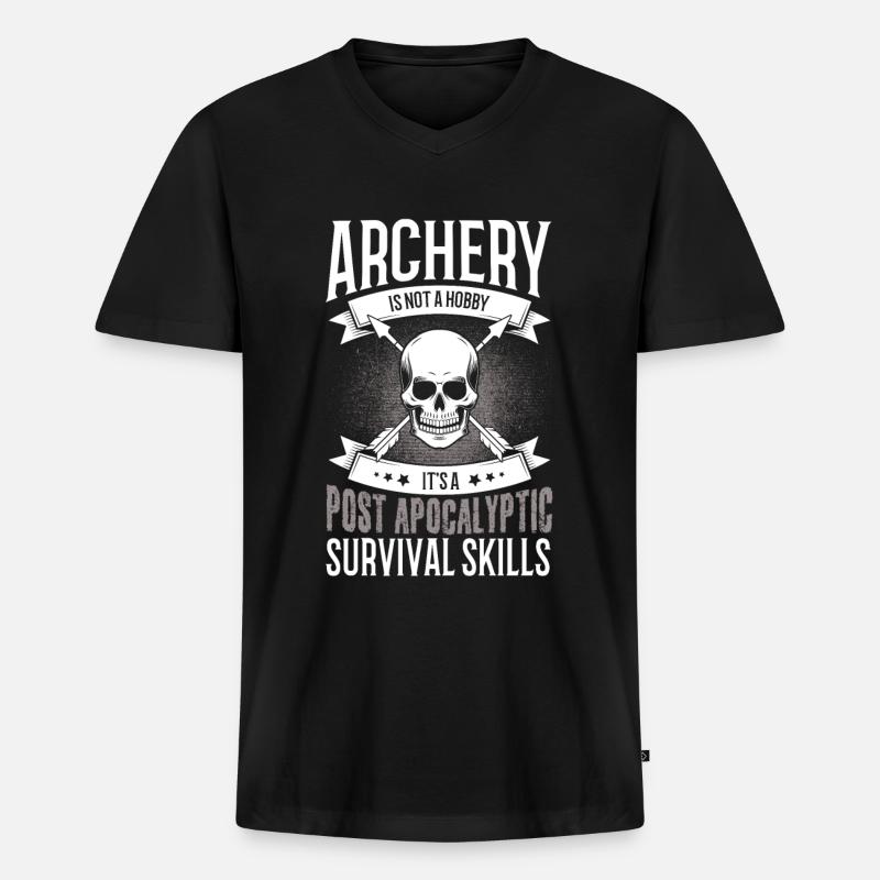 Bogenschießen Pfeil Bogen Bogenschütze Archery - Männer Premium Bio T-Shirt mit V-Ausschnitt - Schwarz