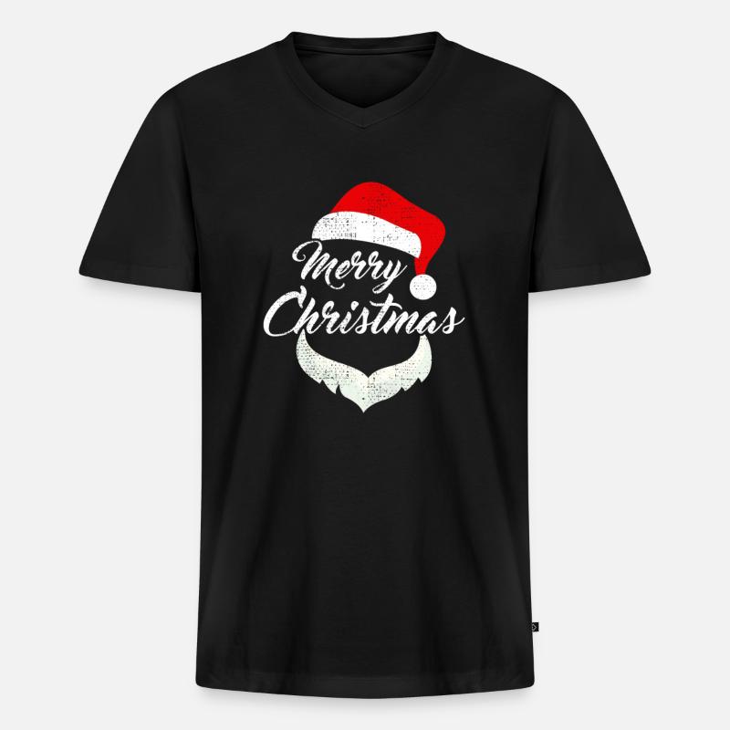 Merry Christmas - Männer Premium Bio T-Shirt mit V-Ausschnitt - Schwarz