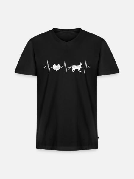 Cat Heartbeat - Men's Premium Organic T-shirt with V-neck - black
