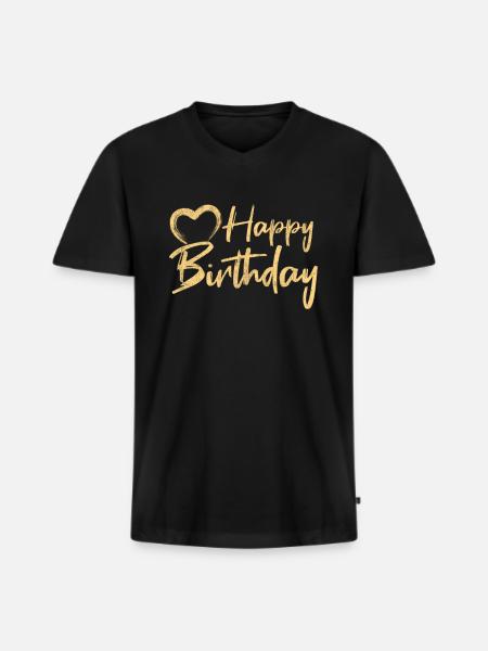 Happy Birthday - Men's Premium Organic T-shirt with V-neck - black