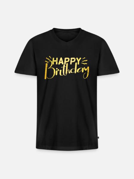 Happy Birthday - Men's Premium Organic T-shirt with V-neck - black