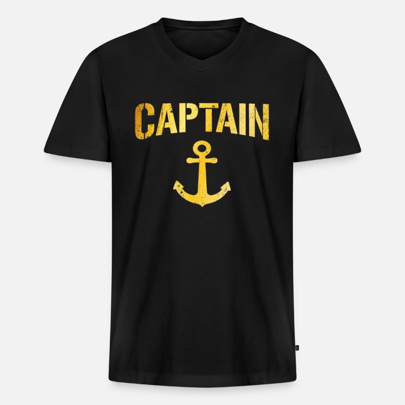 Kapitän Captain - Männer Premium Bio T-Shirt mit V-Ausschnitt - Schwarz
