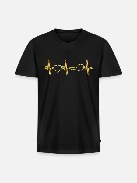 Austria Heartbeat - Men's Premium Organic T-shirt with V-neck - black