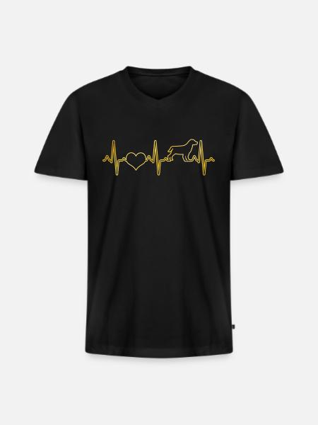Hund Herzschlag - Männer Premium Bio T-Shirt mit V-Ausschnitt - Schwarz