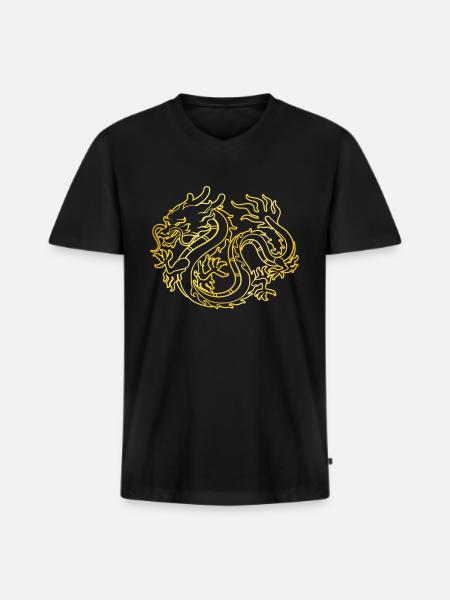 Chinese dragon - Men's Premium Organic T-shirt with V-neck - black