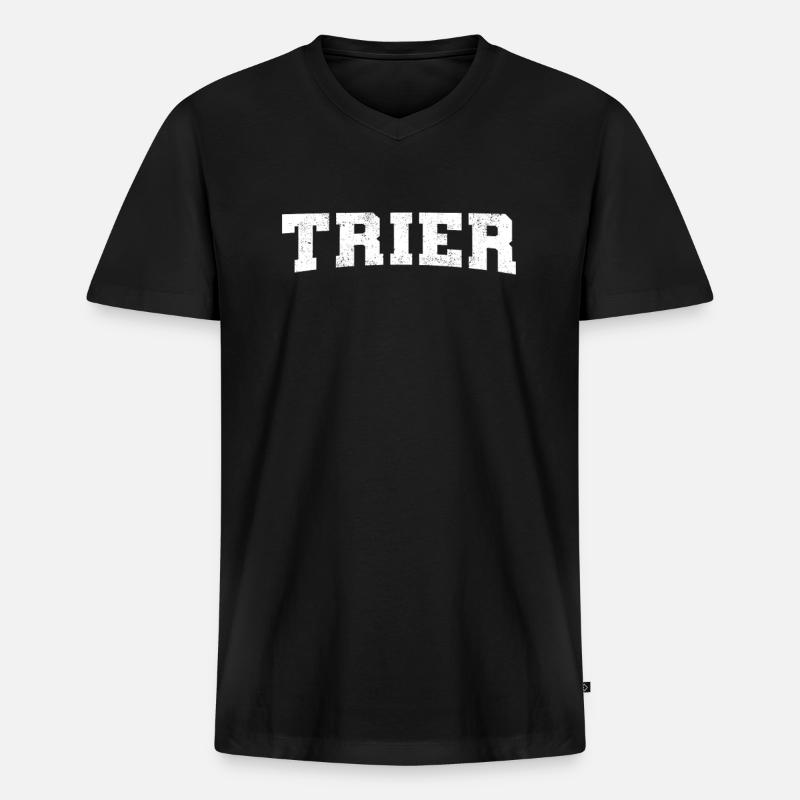 Trier - Männer Premium Bio T-Shirt mit V-Ausschnitt - Schwarz