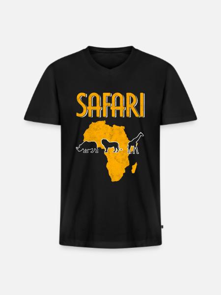 Afrika Safari - Männer Premium Bio T-Shirt mit V-Ausschnitt - Schwarz