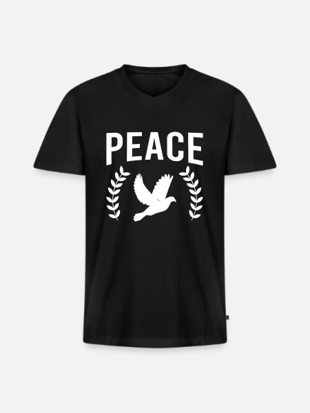 Peace Dove Peace Peace - Men's Premium Organic T-shirt with V-neck - black