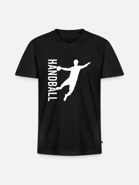 Handball - T-shirt encolure en V Premium bio Homme - noir