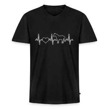Pferd Herzschlag - Männer Premium Bio T-Shirt mit V-Ausschnitt - Schwarz - Vorne - Nico (187cm)