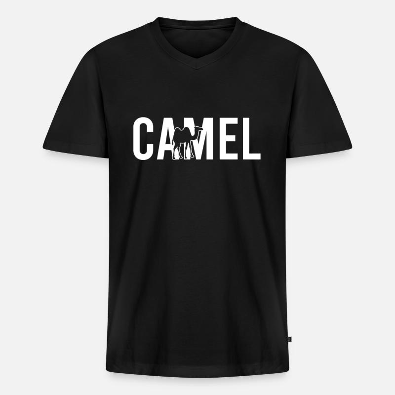 Kamel camel - Männer Premium Bio T-Shirt mit V-Ausschnitt - Schwarz