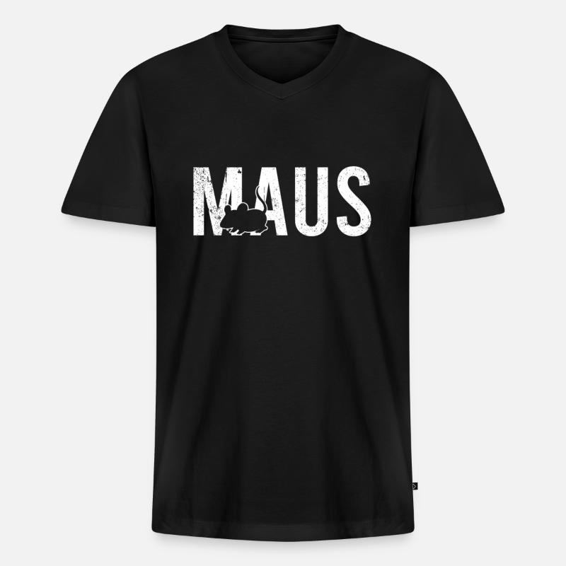 Maus - Männer Premium Bio T-Shirt mit V-Ausschnitt - Schwarz