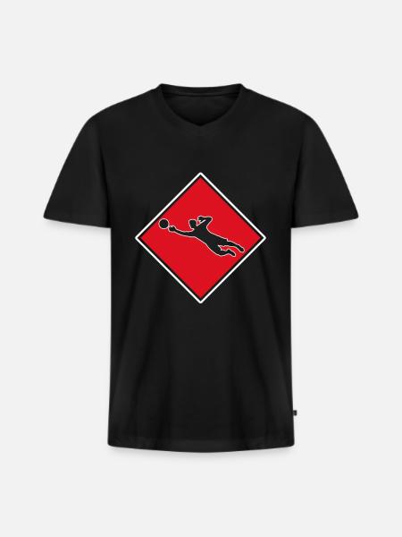 Fußball Keeper Logo - Männer Premium Bio T-Shirt mit V-Ausschnitt - Schwarz