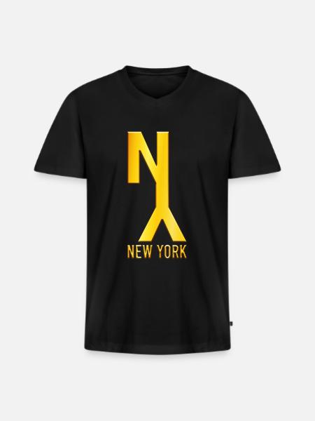 New York - Men's Premium Organic T-shirt with V-neck - black