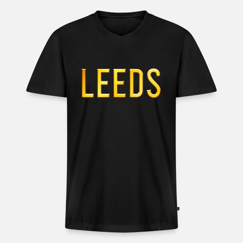 Leeds - Männer Premium Bio T-Shirt mit V-Ausschnitt - Schwarz