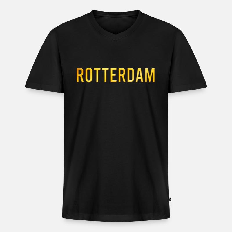 Rotterdam - Männer Premium Bio T-Shirt mit V-Ausschnitt - Schwarz