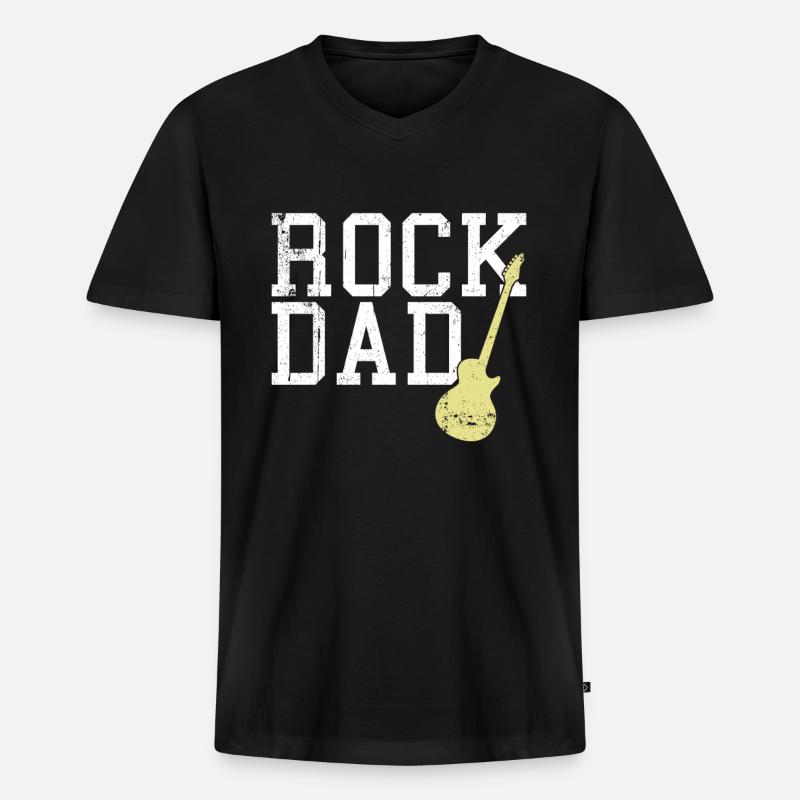 rock dad - Männer Premium Bio T-Shirt mit V-Ausschnitt - Schwarz