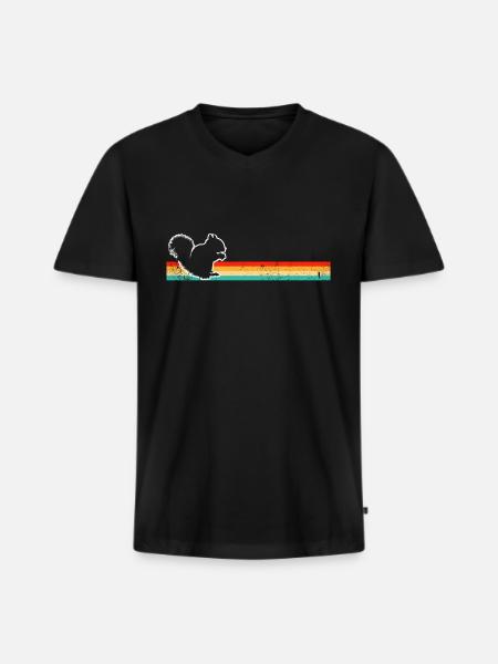 Squirrel Retro - Men's Premium Organic T-shirt with V-neck - black