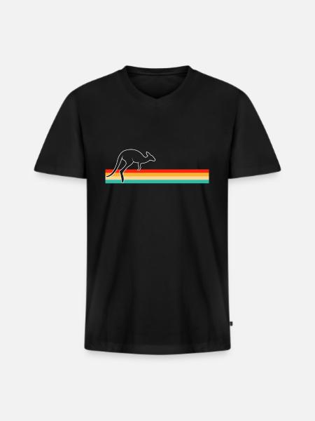 Kangourou Rétro - T-shirt encolure en V Premium bio Homme - noir
