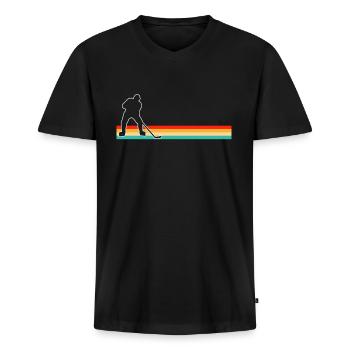 Eishockey Retro - Männer Premium Bio T-Shirt mit V-Ausschnitt - Schwarz - Vorne - Nico (187cm)