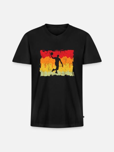 Basketball Retro - Men's Premium Organic T-shirt with V-neck - black