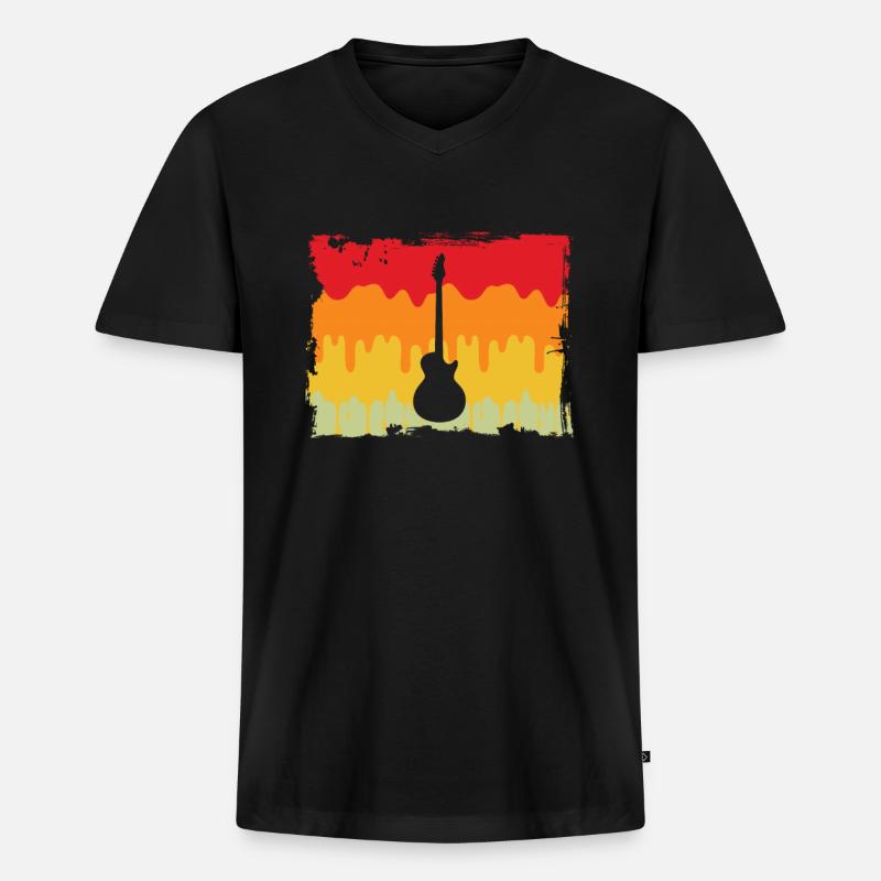 Rock retro - Männer Premium Bio T-Shirt mit V-Ausschnitt - Schwarz