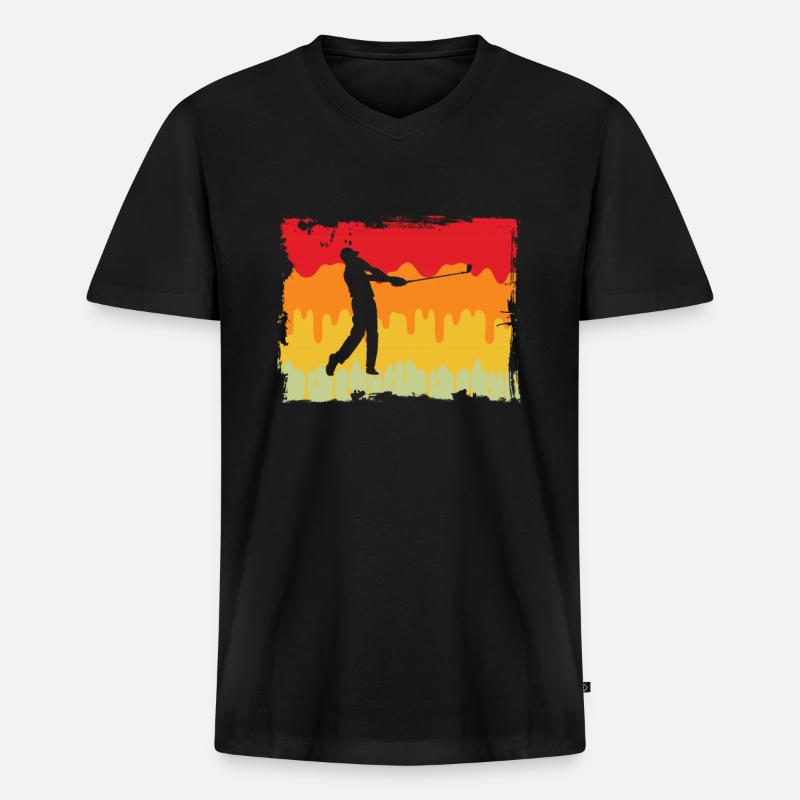 Golf Retro - Männer Premium Bio T-Shirt mit V-Ausschnitt - Schwarz