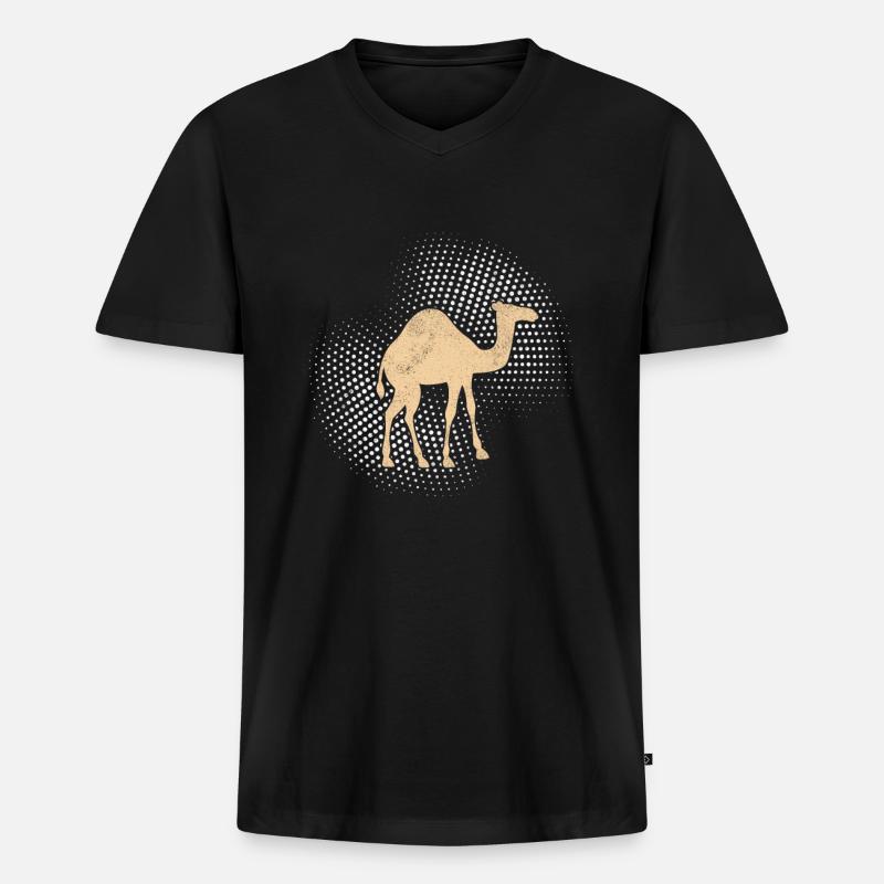 Kamel Dromedar - Männer Premium Bio T-Shirt mit V-Ausschnitt - Schwarz
