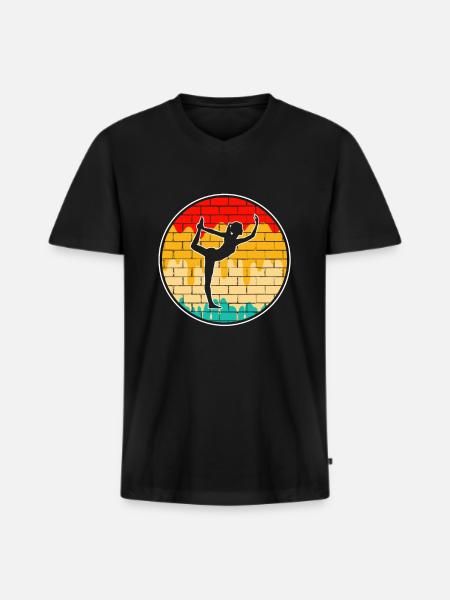 Yoga Meditation Retro - Men's Premium Organic T-shirt with V-neck - black