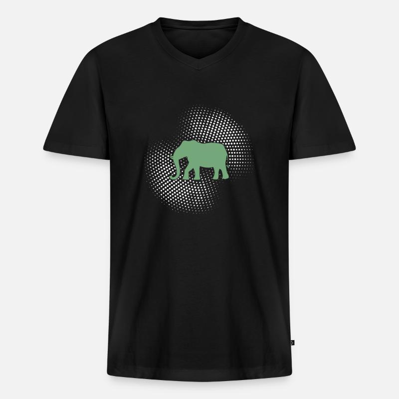 Elefant - Männer Premium Bio T-Shirt mit V-Ausschnitt - Schwarz