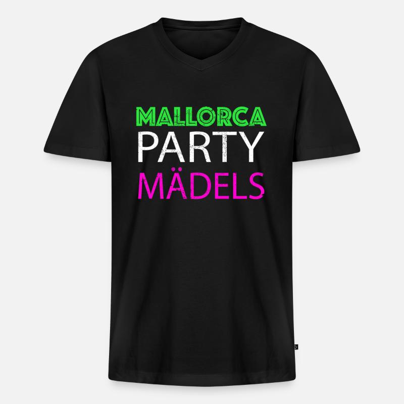 Mallorca Party Mädels - Männer Premium Bio T-Shirt mit V-Ausschnitt - Schwarz