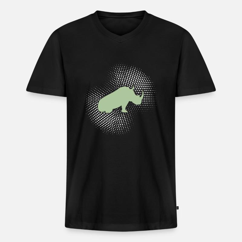 Nashorn - Männer Premium Bio T-Shirt mit V-Ausschnitt - Schwarz