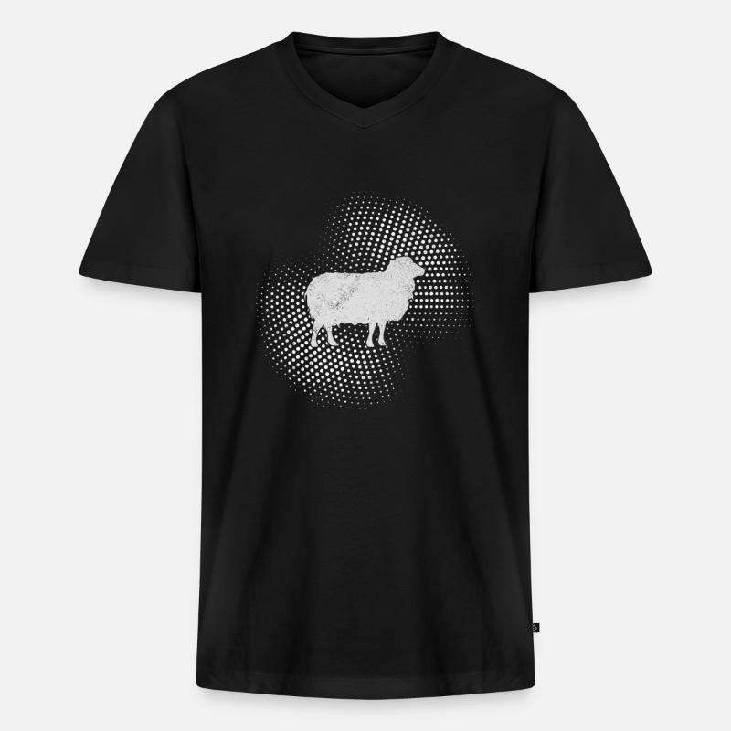 Schaf - Männer Premium Bio T-Shirt mit V-Ausschnitt - Schwarz