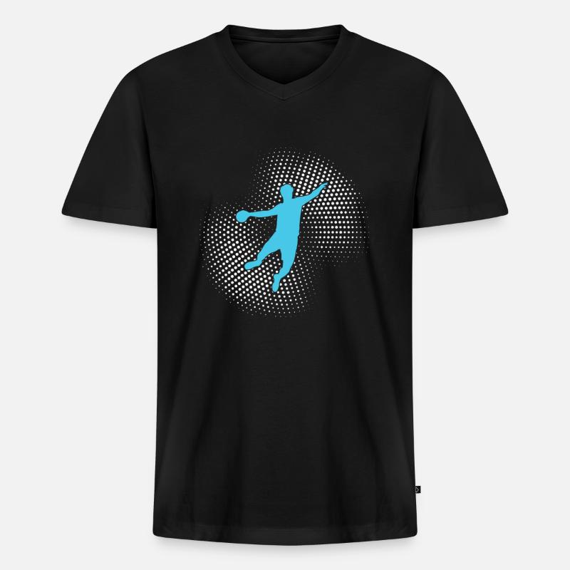 handball - Männer Premium Bio T-Shirt mit V-Ausschnitt - Schwarz