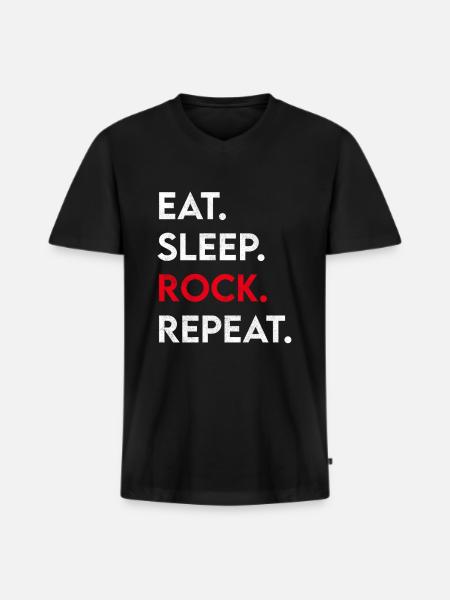 eat sleep rock repeat - Men's Premium Organic T-shirt with V-neck - black