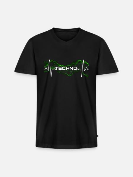 Techno Heartbeat - Men's Premium Organic T-shirt with V-neck - black