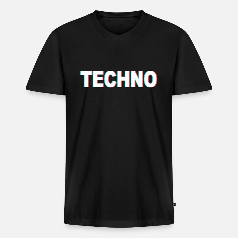 Techno - Männer Premium Bio T-Shirt mit V-Ausschnitt - Schwarz