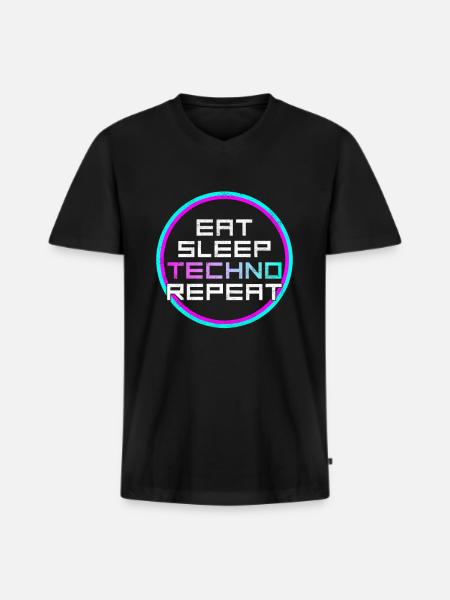manger du sommeil techno répéter - T-shirt encolure en V Premium bio Homme - noir