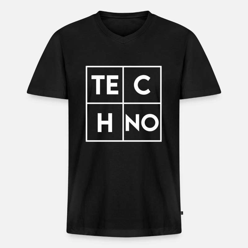 Techno - Männer Premium Bio T-Shirt mit V-Ausschnitt - Schwarz